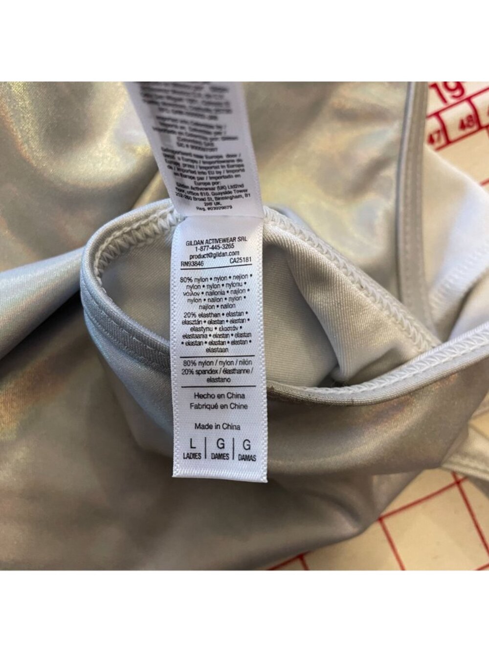 American Apparel Iridescent Silver Halter Neck Full Leg Unitard Bodysuit Size L - Picture 6 of 7